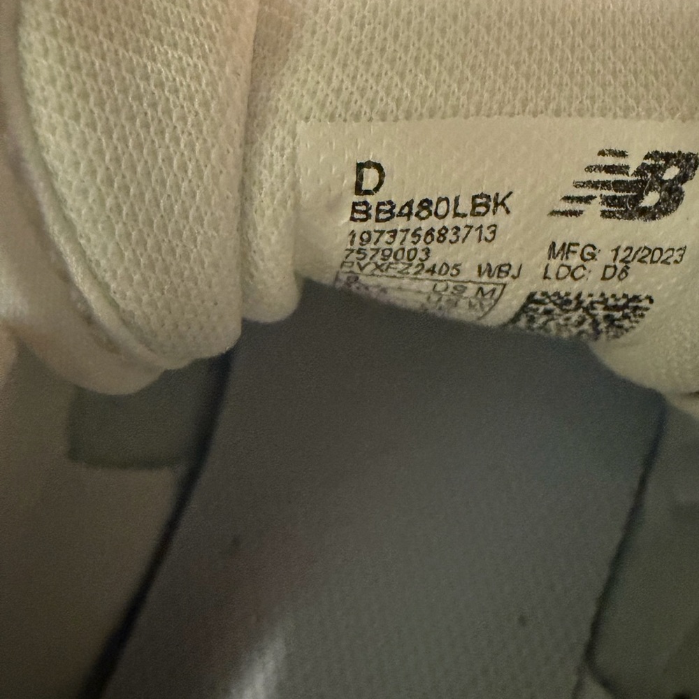 New Balance Men’s White Sneakers with Black Accents - Picture 5 of 7